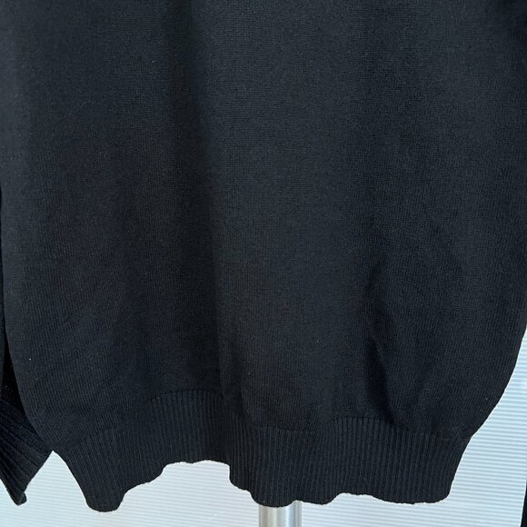 ANTHROPOLOGIE NAADAM Merino Wool Cashmere Black Ruffle Crewneck Sweater Sz L - Picture 3 of 15